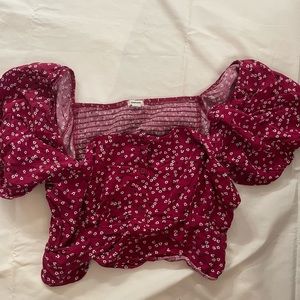 garage linen floral crop top